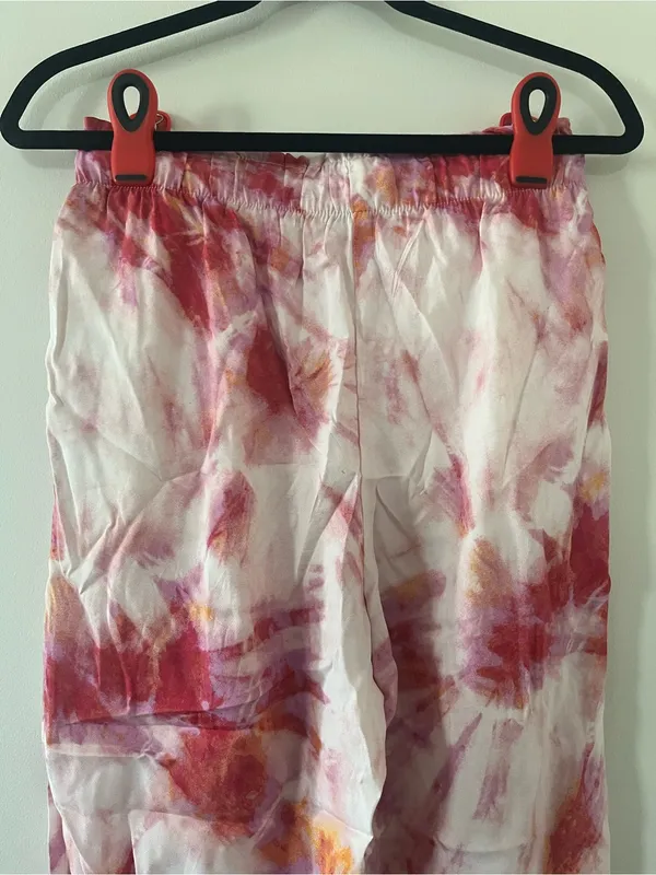 Ann Taylor Pink Watercolor Tie Dye Straight Leg Pants Small Petite Resort Beach - Image 5