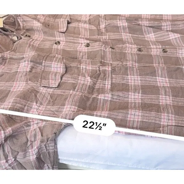 NEW SO Hooded Flannel Shirt Pink Brown Plaid NEW Plus 3X long sleeve button fron - Image 7