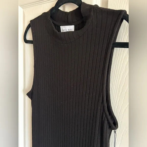 BELLA DAHL Old Money Boho-Chic Ribbed Sleeveless‎ Midi Dress Sz S Indie Sleaze Minimalist - Image 3