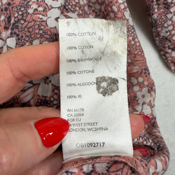 Anthropologie Pilcro L Button Down Pintuck Ditsy Floral Relaxed Top Mauve Pink - Image 10