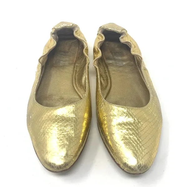 Dolce & Gabbana Gold Metallic‎ Snakeskin Flats - Image 3