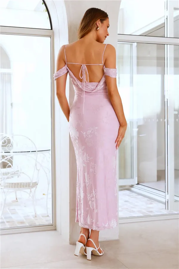 Hello Molly Good Fun Off Shoulder Maxi Dress Lilac Wedding Guest XS - Image 5