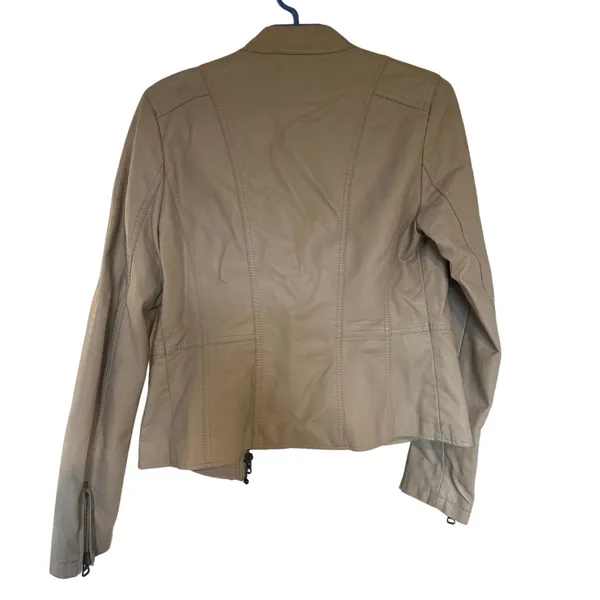 The Clothing Exchange Company 🧥 Cream Vegan Leather Jacket (Size Small) - Image 2