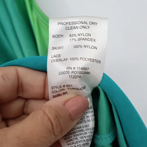 Revolution Dancewear Turquoise Green Lyrical Dance Costume Dress Rhinestone - Image 4
