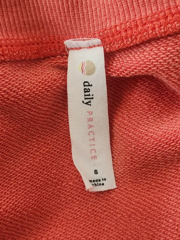 Daily Practice Coral Cropped Sweatshirt with Wide Neckline Size Small - Image 7