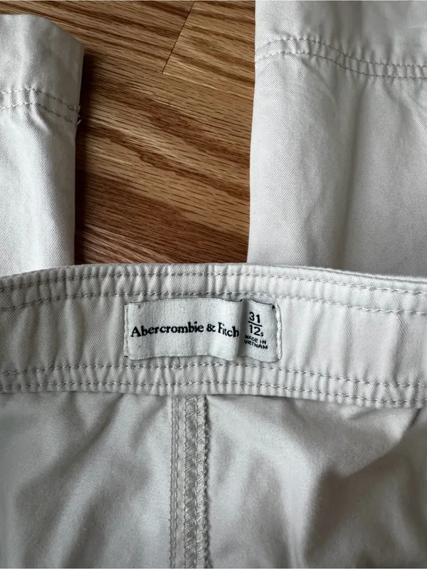 Abercrombie High Rise Baggy Cargo Pants Cream Relaxed Fit Utility Size 12 31 - Image 6
