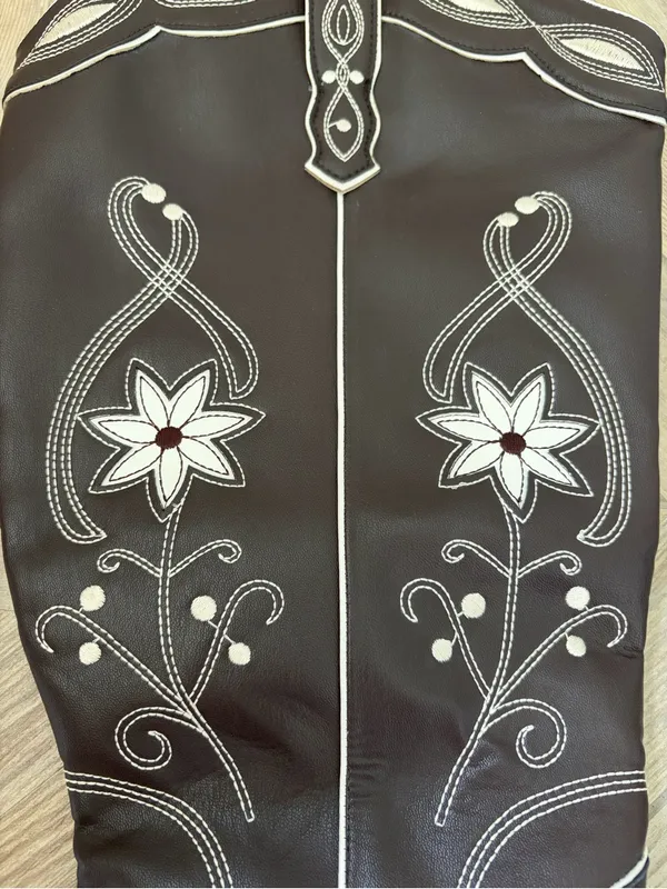Billini Aviva Wide Calf Boots Brown Ivory Size 10 W Embroidered Western Romantic - Image 2