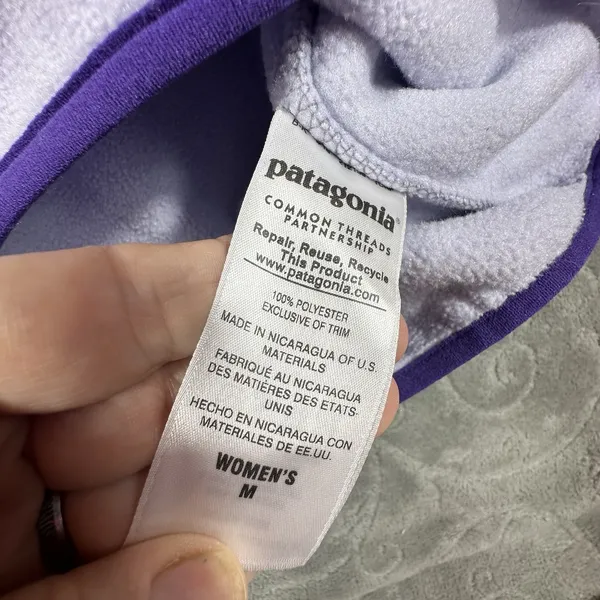 Patagonia Synchilla Sweater Pullover Womens M Purple Fleece Snap Mock Neck - Image 8