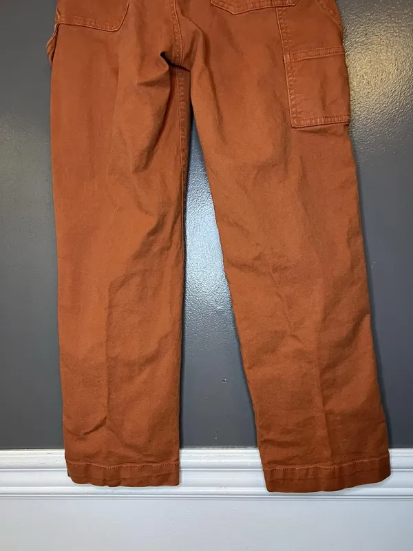Gap Pants Womens 2 Orange Carpenter Denim Straight Leg Workwear Stretch - Image 8