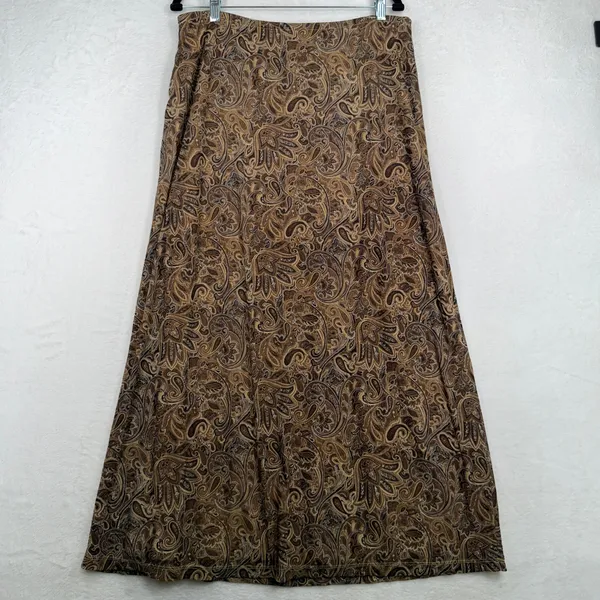 Emma James Vintage Y2K Large Maxi Skirt Brown Paisley Mesh Boho Earthy Natural Academia - Image 4