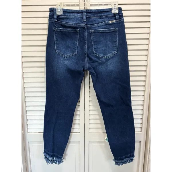 Kancan Denim Dark Wash Skinny Raw Double Hem Denim‎ Jeans Size 28 Mid Rise - Image 5
