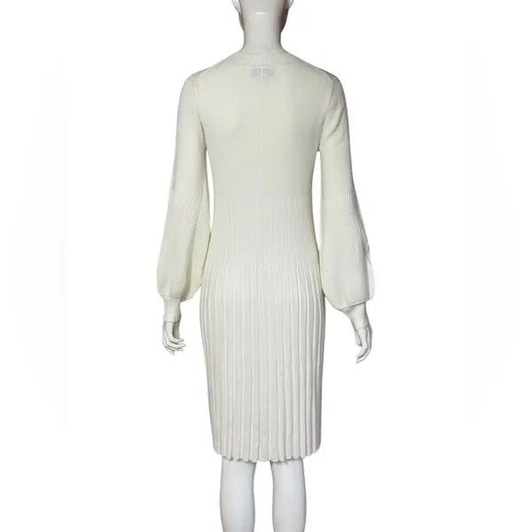 BEAUTIFUL by Lawrence Zarian Rayon Blend Elegant White Knit Dress S Small G#56 - Image 3