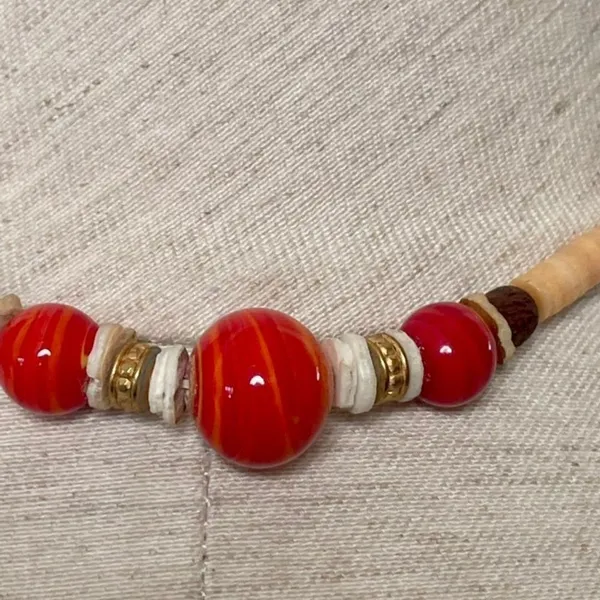 Orange beaded rhinestone choker necklace - Image 4