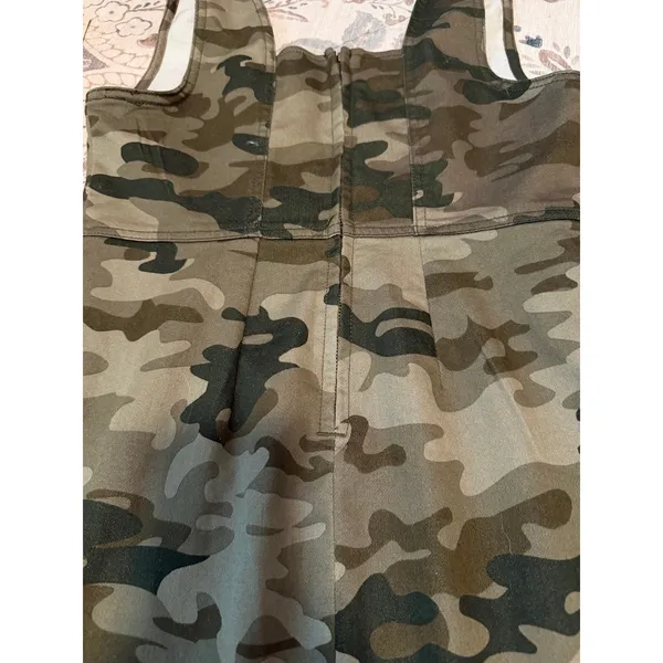No Boundaries Camo Cotton Dress Square Neck Camouflage Mini Slit Y2K Small - Image 6