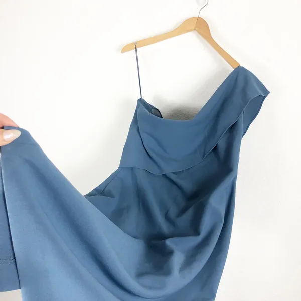Likely Driggs Strapless Cocktail Dress Size 8 Knee Length One Shoulder Blue - Image 11