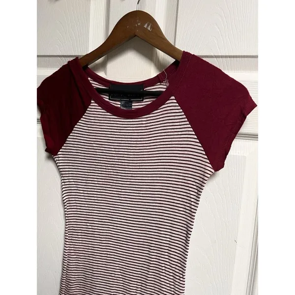 Polly‎ & Esther Womens Medium Burgundy Striped Raglan Baseball T-Shirt Dress - Image 4