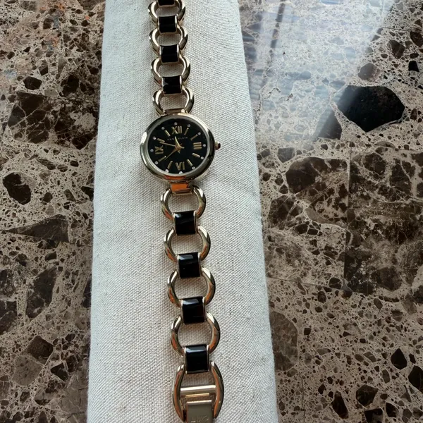 Anne Klein Gold and Black Roman Numeral Watch - Image 3