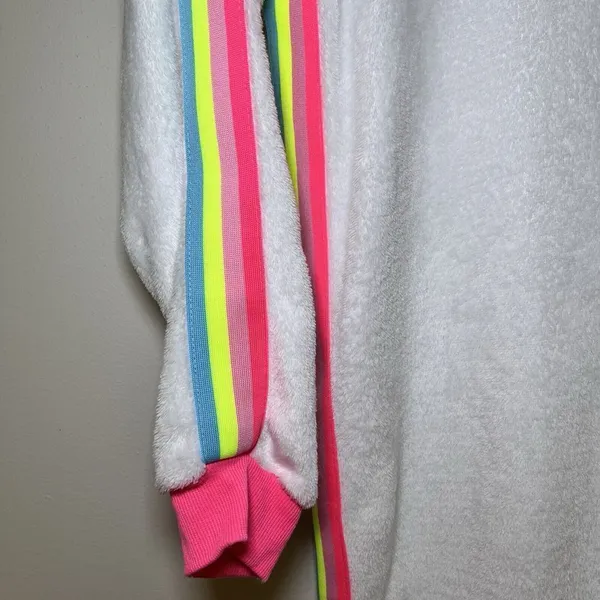 Rainbow Unicorn Fleece‎ One Piece Zip Up Hoodie Pajamas Large Costume Halloween - Image 6