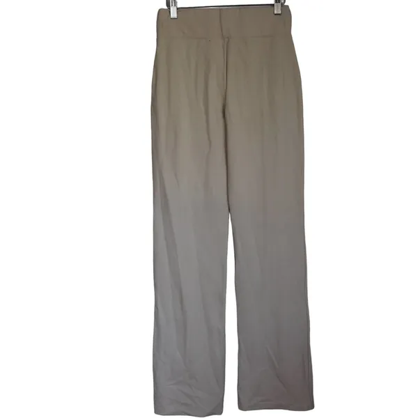 Abercrombie & Fitch Ponte Front Split-Hem Flare Pants Cream Beige Ivory Size M - Image 2