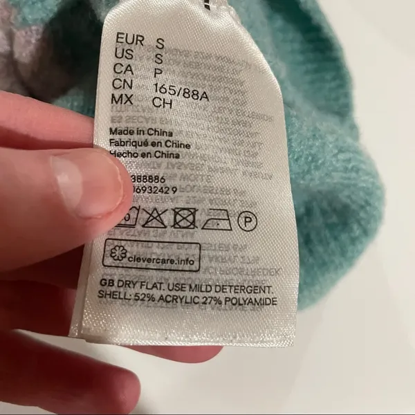 H&M Blue, Yellow, Gray & Green‎ Colorblock Stripe Long Sleeve Sweater Size S - Image 6