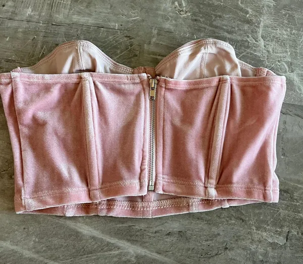 Adika Velvet Bustier Crop Top - Image 2