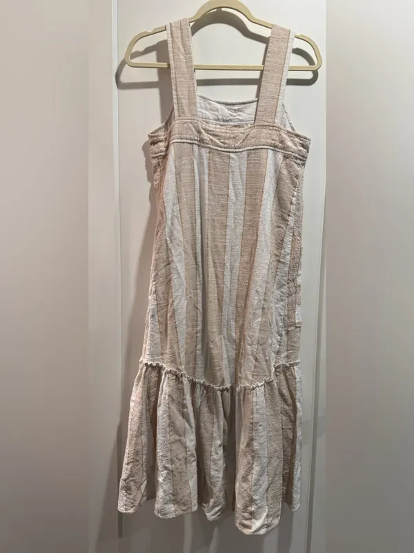 Anthropologie Maeve Tan Tonal Striped Cotton‎ Midi Sundress Size Small - Image 5