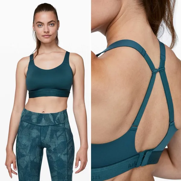 LULULEMON Fine Form Bra in Bermuda Teal Size 34DD Yoga Running Sport Seamless - Image 4