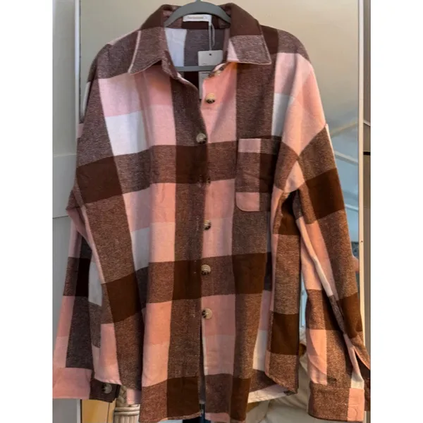 NEW Plaid Flannel Shirts Oversized Long Sleeve Button Down XL - Image 3