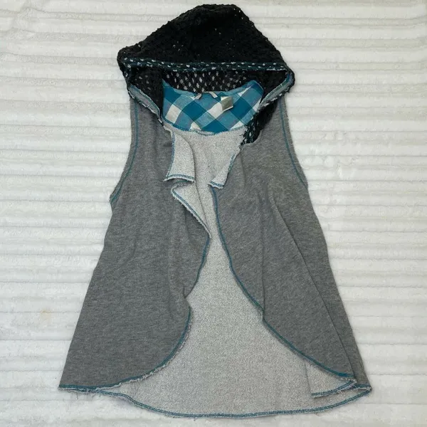 BKE Womens‎ Sweatshirt Vest Grey Blue Hoodie Cotton Blend Size Small S - Image 6