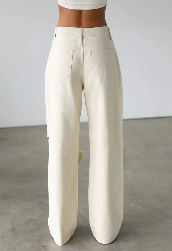 Showpo Denim Off-White Jeans Ripped - Image 6