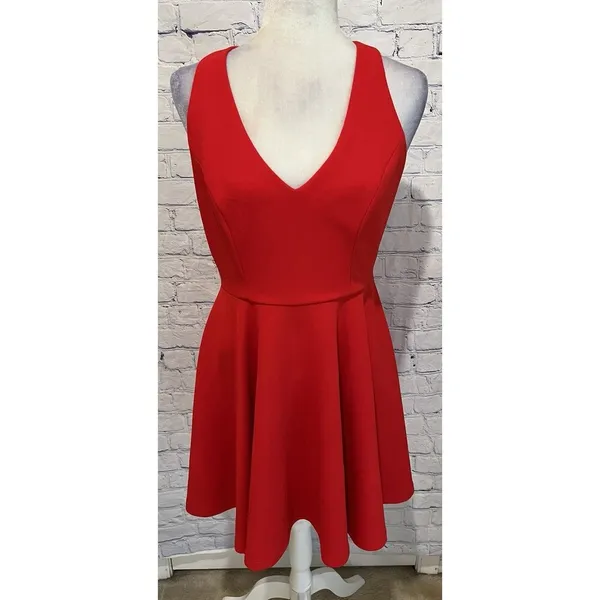 Lulus Red Skater Sleeveless V-Neck Party Homecoming Dress Size Medium - Image 2