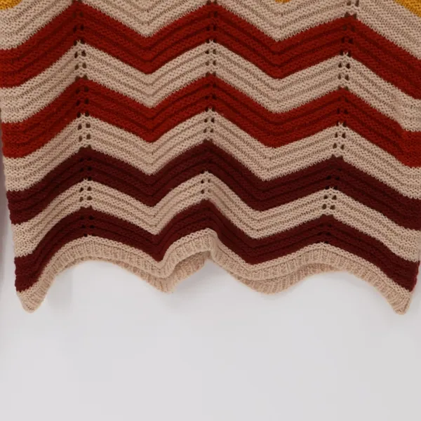 Chevron Stripe Loose Knit Sweater Womens Size M Beachy Coastal Transitional Fall - Image 3