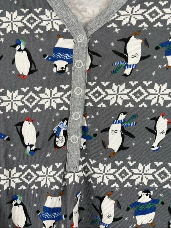 Hanna Andersson Women's Henley PJ Top In Organic Cotton Size XS Winter Penguins - Image 2