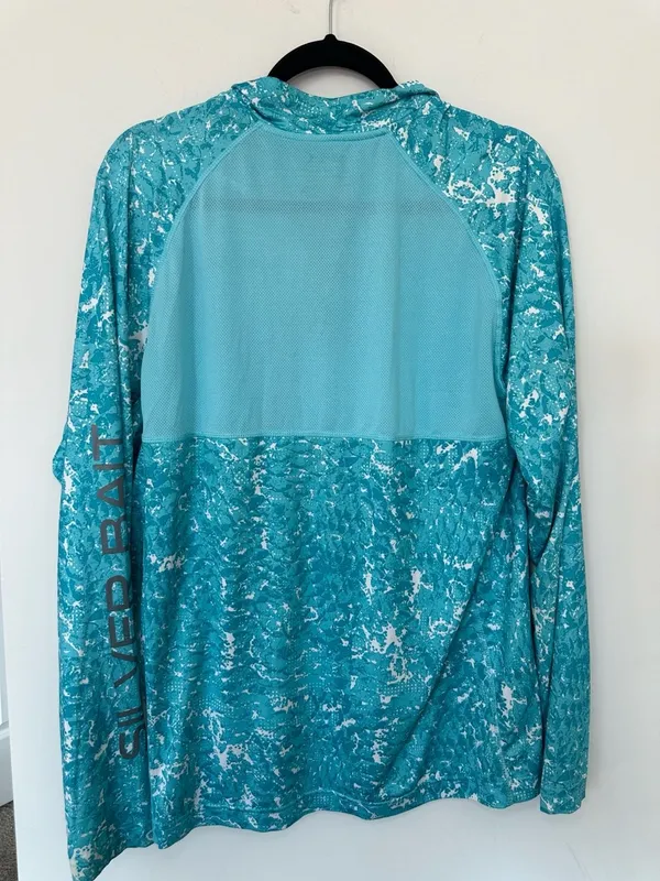 Silver Bait Long Sleeve 1/4 Zip Athletic Pullover Shirt Teal White Camo - Image 5