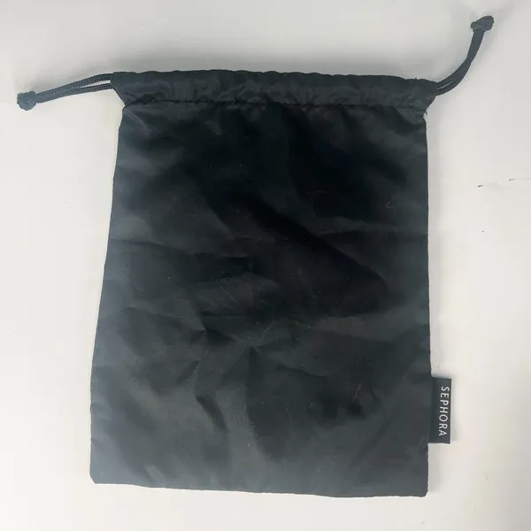 Sephora Oh What Fun Drawstring Nylon MakeUp Delicates Travel Bag Black Gold New - Image 5