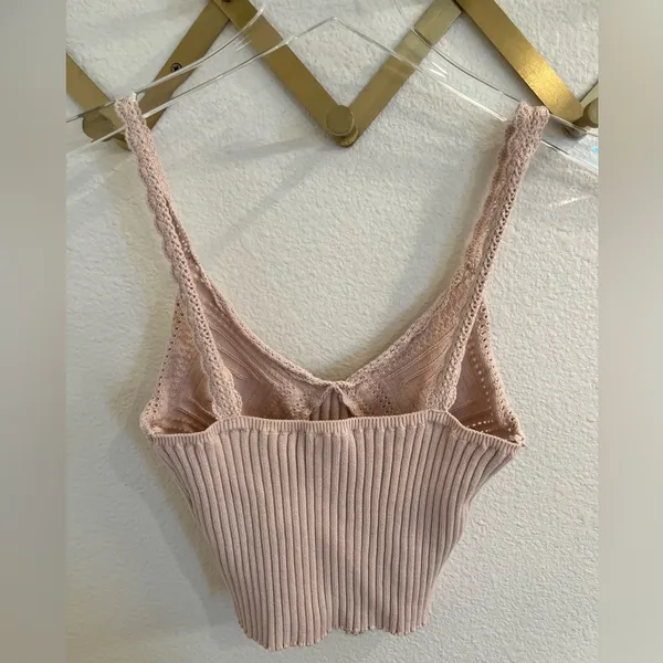 Free People Take Me Home Cami tank Top Oatmeal Large Cropped NWOT - Image 6
