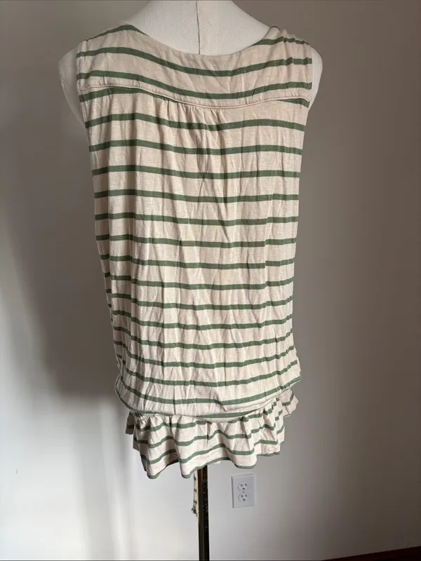 GAP Cream and Sage Green Striped Drawstring Tank - Image 4