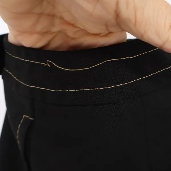 Mango MNG Suits Black Contrast Stitch Straight Leg Trousers Size 2 - Image 4