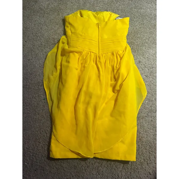 Alfred Angelo Yellow Strapless Sweetheart‎ Chiffon Cocktail Bridesmaid Dress 0 - Image 4