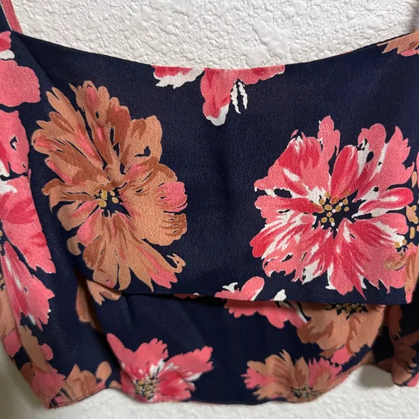 Reformation Floral Crop Camisole Navy Blue Pink Orange Size 0‎ NWOT - Image 5