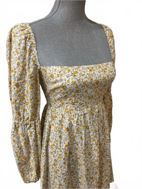 Reformation Michaela Dress Lima Floral Square-Neck Puff Sleeve Prairie Cottage 4 - Image 4