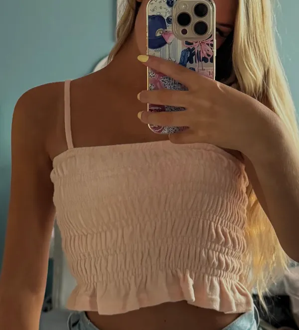 Ocean Drive Terry Cloth Blush Pink Smock Tank - Image 2