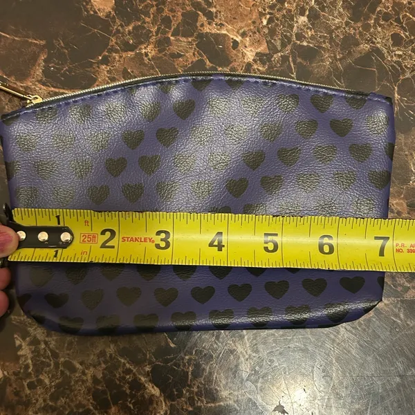 Ipsy indigo make up bag with black heart print - Image 3