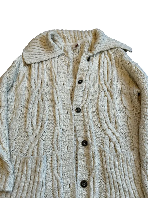 Pilcro Chunky Cable-Knit Cardigan Sweater Fisherman Preppy Coastal Grandmacore - Image 6