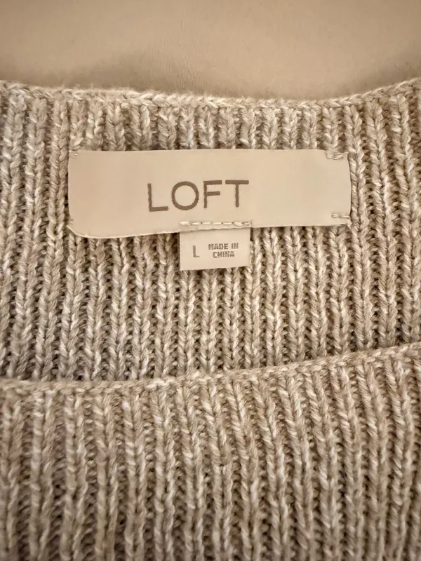 LOFT Oatmeal Marl Mock Neck Drop Shoulder Sweater Size L - Image 4