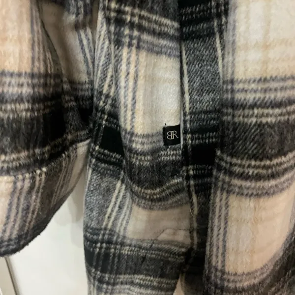 Banana Republic plaid black white‎ Shirt Jacket shacket size XXL - Image 9