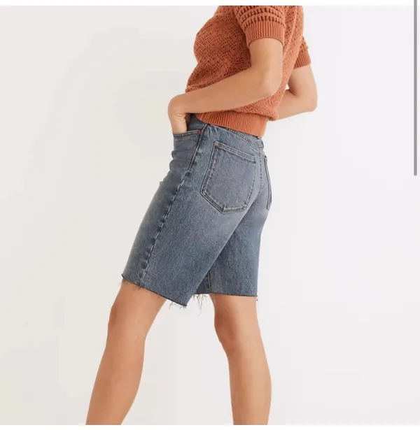 Madewell High Rise Long Denim Shorts - Image 2