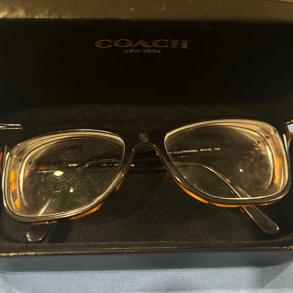 Coach Black and Brown Tortoise Frame Eyeglasses Frame and Coach Hard Case only. - Image 3