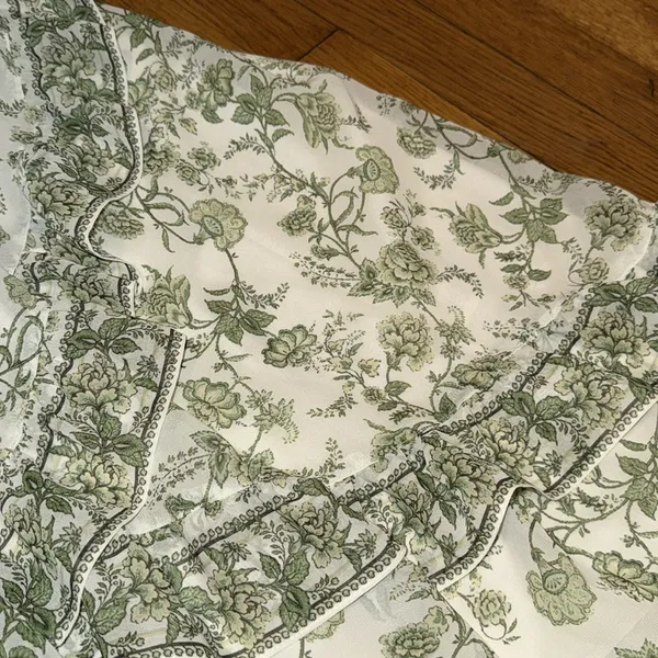 NWT max studio Georgette green garden Floral Ruffle midi maxi dress size S - Image 4