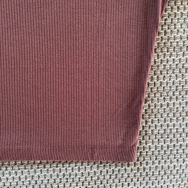 Shein Womens XS Crop Top Brown Ribbed Short Sleeve Stretch - Image 5